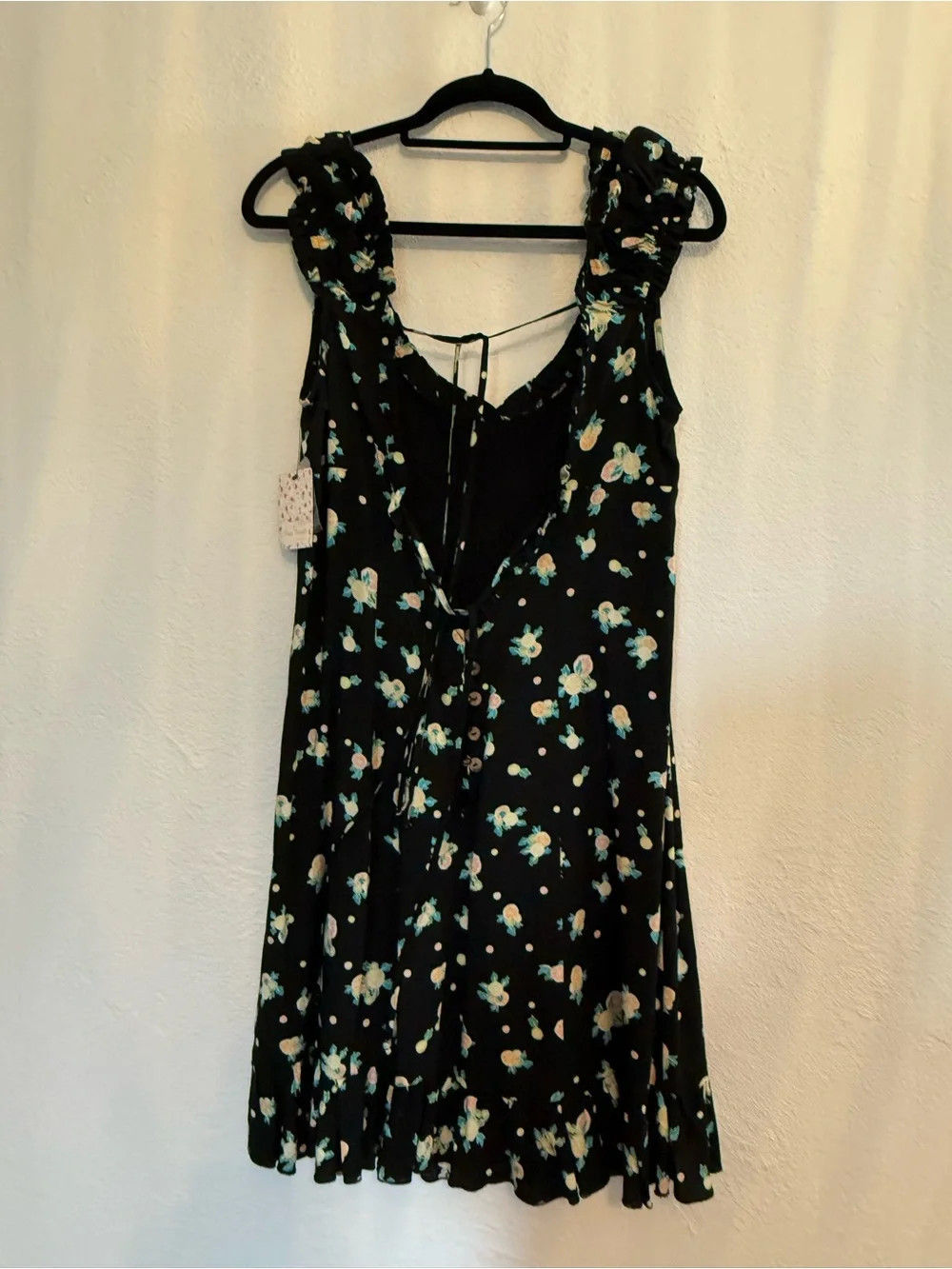 Free People Black Floral Backless Ruffle Mini Dress - Picture 6 of 6